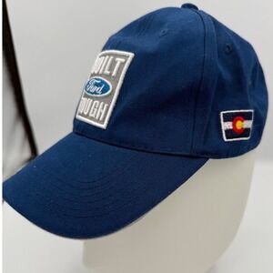 Ford Built Tough Trucker Hat Navy‎ Blue Colorado Flag Patch Mens Adjustable